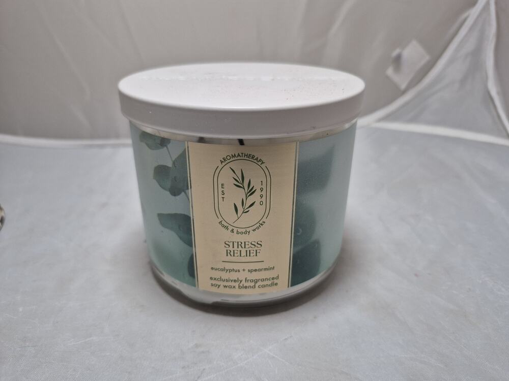 💥 STRESS RELIEF EUCALYPTUS +SPEARMINT Bath & Body Works 3 Wick Candle B4